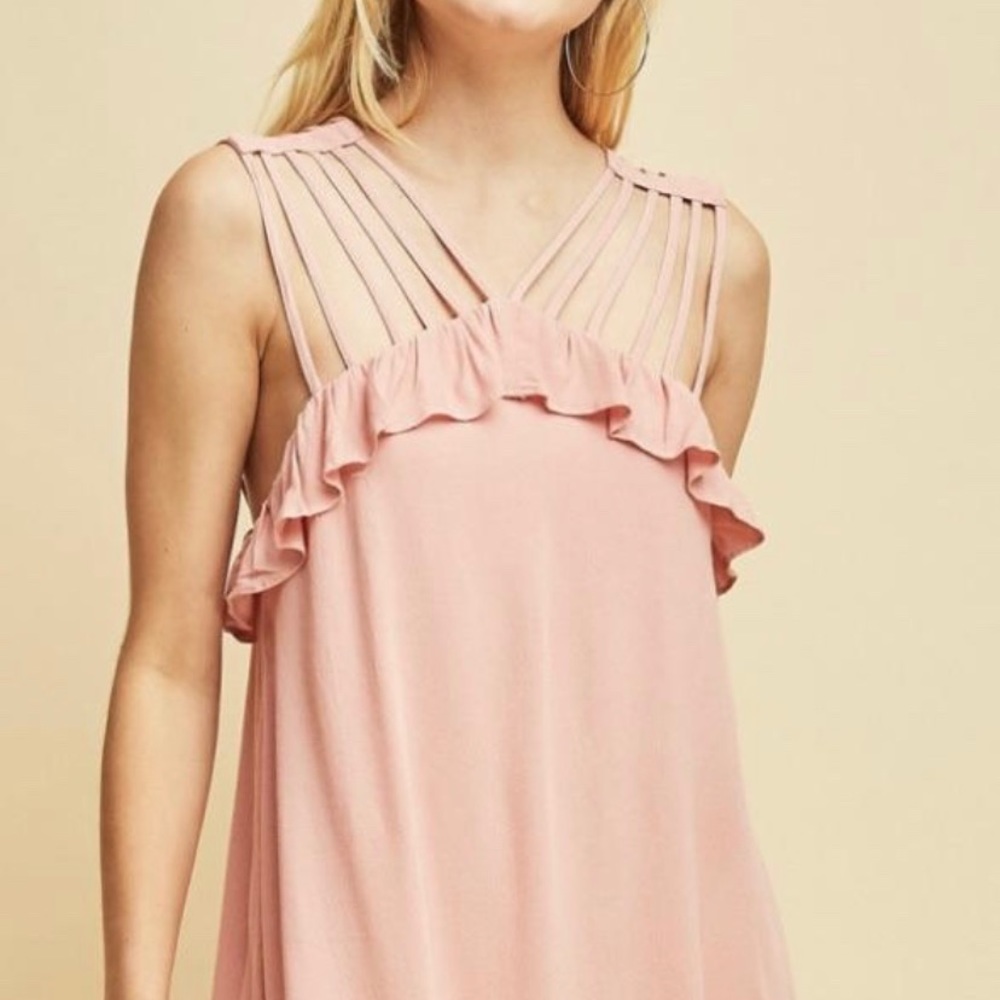ENTRO Dusty Pink Strappy Dress ✨New With Tags✨